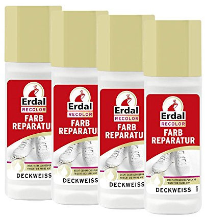 Erdal 4x Recolor Farb Reparatur Deckweiss 75 ml - Frisch die Farbe auf für Damen, Weiß, Einfarbig, Lässig, Erwachsene, aktiv, lässig, Schuhpflege, Schuh