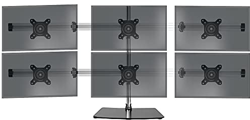 Duronic 6 Monitor Arm Stand Mount DM756 Bracket, Freestanding Heavy Duty PC Desk Mount, Height Adjustable, For Six 15-24 inch LED LCD Screens, VESA 75/100, 8kg Capacity, Tilt and Rotate