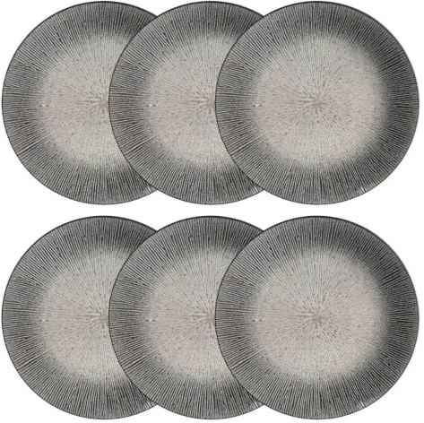 Secret de Gourmet - Lot de 6 Assiettes Plates Atelier 27cm Gris