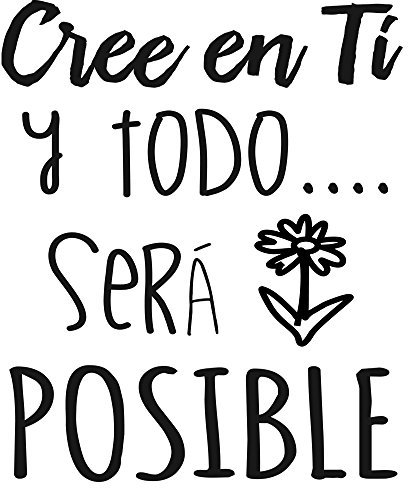 Docliick® Frase Vinilo Cree en ti y todo será posible Vinilos decorativos,vinilo frases motivadoras para pared. Vinilo para decorar habitaciones.Vinilos decorativos frases .DC-16089 (30x20cm)