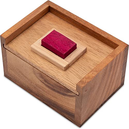 LOGOPLAY Der rote Stein - 3D Puzzle - Denkspiel - Knobelspiel - Geduldspiel - Logikspiel im Holzkasten