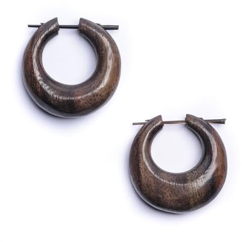 81stgeneration Orecchini a Cerchio in Legno Marrone Massiccio per Donna | Orecchini Boho Fatti a Mano | Cerchi Tribali in Legno | Orecchini Hippie Goth | Gioielli da Spiaggia Naturali