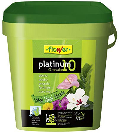 Flower - Abono Platinum 10 Especial | Crecimiento Express | Aumenta Crecimiento y Floración | Ideal para 63 m2, No Aplica Color, Tamaño 12x12x31 cm, Material Abono sólido, 2,5 Kg