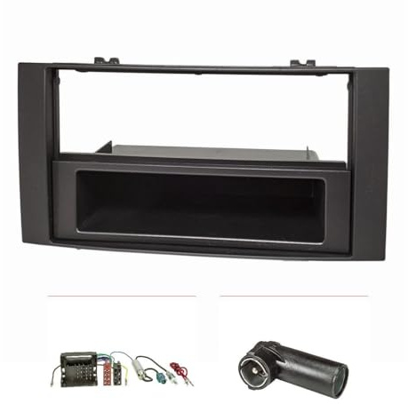 tomzz Audio 2457-033 Radioblende Set kompatibel mit VW Touareg 7L Multivan T5 mit Quadlockadapter ISO Fakra Antennenadapter Phantomeinspeisung DIN ISO