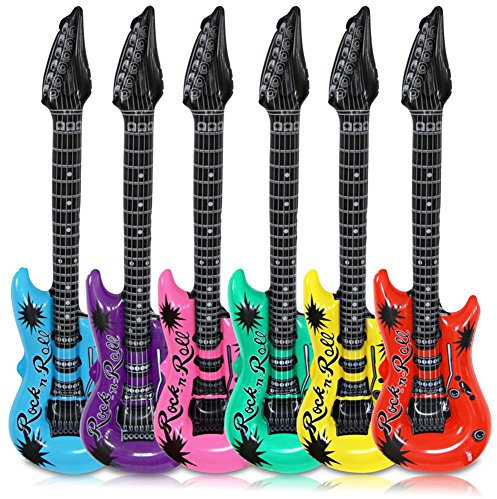 Schramm® 24 Pezzi Air Guitars colorato 100cm in 6 Colori Air Guitar Air Guitar Gonfiabile