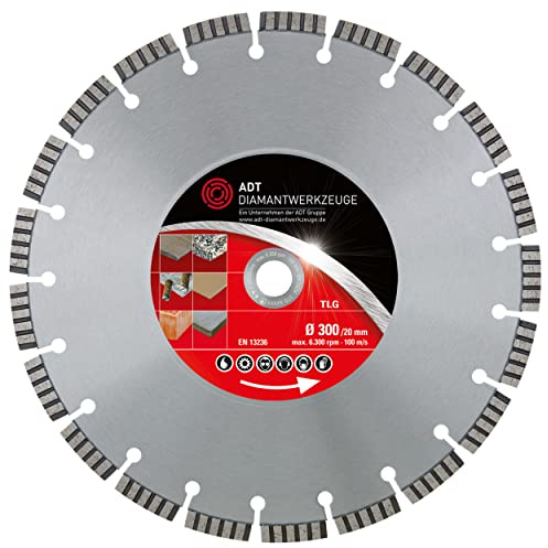 Disque à tronçonner diamanté TLG Premium Ø 300/20 mm Alésage pour béton aminé pierre naturelle et artificielle, céramique, matériaux de chantier 10 mm
