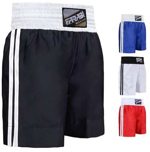 Farabi Sports Pro Boxshorts für Boxtraining Punching Sparring Fitness Gym MMA Muay Thai Kickboxshorts (Small, Black)