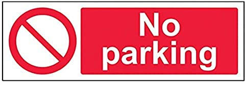 V Safety No Parking Prohibition Sign - Landscape - 300mm x 100mm - Self Adhesive Vinyl, Red, 52012AX-S