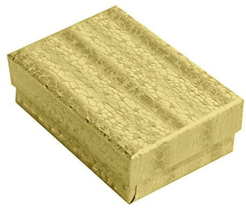 Gold Cotton Filled Jewelry Packaging Display Boxes #32~3 1/4 x 2 1/4 x 1H