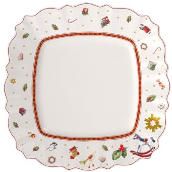 Villeroy & Boch - Toy's Delight Speiseteller 28,5 cm Rot und Weiß, Mikrowellensicher, Weihnachtsgeschirr, Essteller, Teller zum Servieren von Hauptgerichten, Xmas, Weihnachten, Premium Porzellan