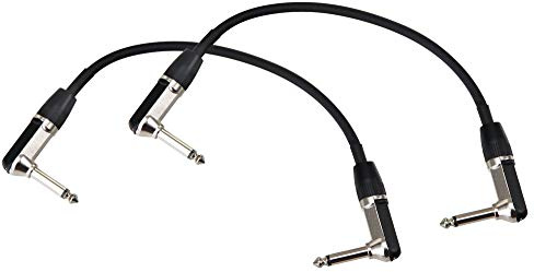2er Set Pronomic Stage INST-A-030 Klinkenkabel (6,3 mm Winkelstecker, Patchkabel, Steckverbindung für Effektgeräte, Länge 0,3 m) Schwarz