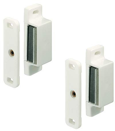 Magnetschnapper Türmagnet Möbelschnapper Türverschluss für Möbel & Türen | Möbelverschluss Kunststoff weiß | Türschnapper inkl. Schrauben | Haltekraft 4 kg | MADE IN GERMANY | 2 Stück