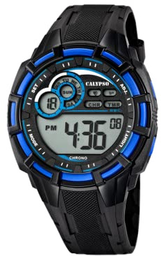 Calypso Digitale Sport Herrenuhr Kautschuk - 10 ATM, Datum, Stoppuhr, Dualzeit, Licht, Alarm, 12/24 Std - K5625 Flash Time
