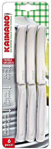 Kaimano ACC0556 Coltelli da Tavola, Plastica, Bianco, 26 x 7 x 2 cm, 6 Unità
