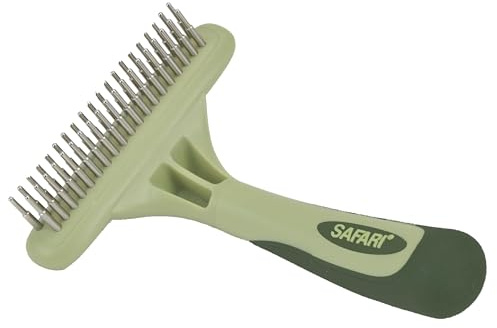 Coastal Pet Safari Dog Undercoat Rake - Top-Grade Double Row Rotating Pins Dematting Rake for Effective Deshedding and Pet Grooming