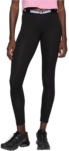 Urban Classics Ladies Logo Leggings, Damen Leggings, erhältlich in black, Größen XS - 5XL