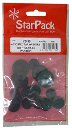 Assorted Tap Washers To Fit 3/8 Inch, 1/2 Inch, and 3/4 Inch Pack 10