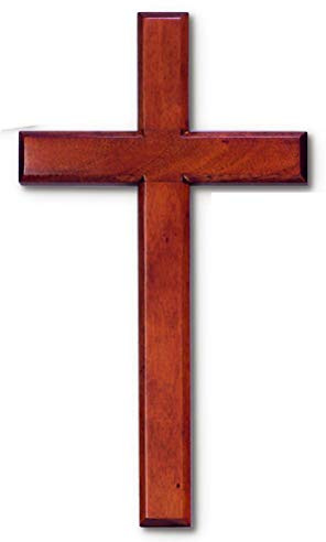 Dijkoo Wall Cross Made in Solid Mahogany Wood 7 X 14 in White Gift Box