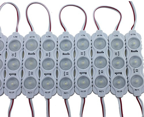 REXTiN Super Bright 200pcs New Model 2835 3 LED Module 120-150LM Per Module Waterproof Decorative Light for Letter Sign Advertising Signs with Tape Adhesive Backside (White)