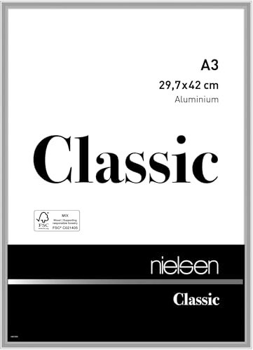 nielsen Classic Aluminium Picture Frame - Polished Silver A3, 29.7x42cm - with Float Glass and Easy Push-Turn Clips