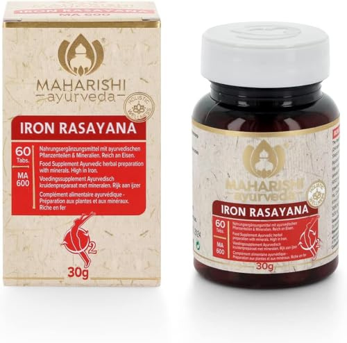Maharishi Ayurveda Eisen Rasayana | Ayurvedische Nahrungsergänzung mit Eisen & Kräutern | Traditionell hergestellt | Laborgeprüft | Frei von Schwermetallen & Zusätzen | 60 Tabletten | 1er Pack