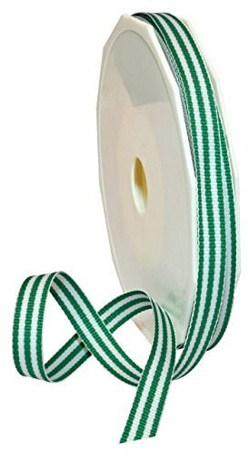 Morex Ribbon Striped Polyester Grosgrain Ribbon, Party Decorations, Gift Wrapping, Fun Patterns, 3/8 by 20 yd., Emerald
