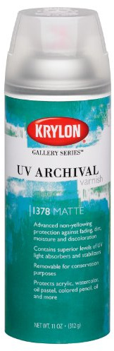 Krylon K01378000 Gallery Series UV Archival Varnish Aerosol Spray, Matte, 11 Ounce