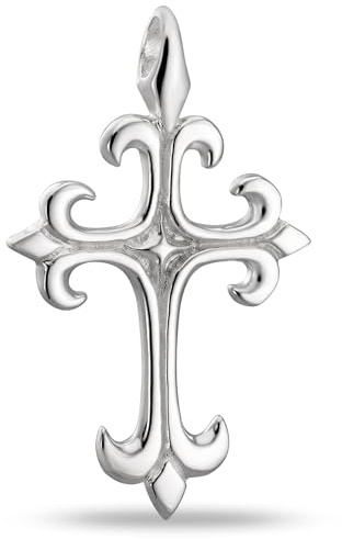 Vinani Pendentif - Croix - Fleur de Lys - Chevalier - lustré - Argent 925 - AKK-EZ