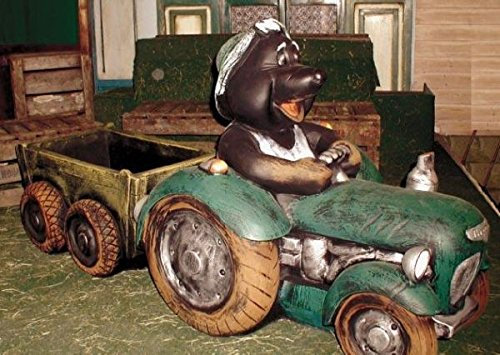 Maulwurf auf Traktor mit Anhänger - Tierfiguren - Gartenfiguren - M032
