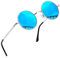 Joopin Lunettes de Soleil Bleu Ronde pour Homme Femme Lunettes Solaires Polarisées Métal Hippie Steampunk Miroir UV400