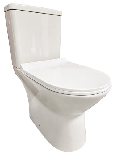 ONDÉE, Pack WC ADI sans bride sortie horizontale, Cuvette carénée 40,1cm, Céramique blanche, Abattant avec frein de chute, Mécanisme de chasse 3/6L, Alimentation latérale réversible