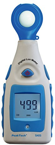 PeakTech P 5165 Digital Luxmeter, Lichtmesser, Beleuchtungsmessgerät, Helligkeitsmesser, Messgerät mit Messbereich von 0-200000 Lux, 1 Stück