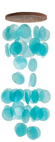 HAB & GUT -HA104- Carrillón de Viento Turquesa, nácar, 60 cm, atrapasueños, Adorno, mòvil Artesanal para Ventana, Muro, terraza, balcón o jardín