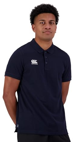 Canterbury Uomo Polo in Cotone Waimak | Maglietta da Rugby | Casual Polo Navy 3XL