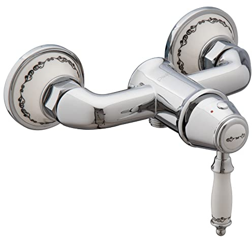 PaulGurkes Nostalgie Duscharmatur im Retro Design Einhandmischer Landhausstil Mischbatterie Armatur für Dusche Duscharmatur Aufputz Mischbatterie Wasserhahn für Duschen Brausebatterie Antik