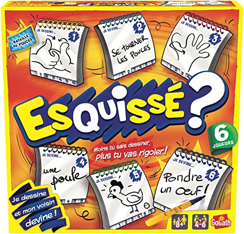 Goliath - ESQUISSE 6 JOUEURS - Jeux de Dessins - Jeu de Société pour Enfants dès 8 Ans - Faire Deviner à Son Voisin - Inclus 6 Carnets pour Dessiner -A Jouer en Famille ou entre Amis -4 à 6 joueurs