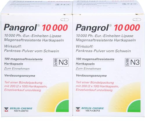 Pangrol 10 000, 10 000 Ph.-Eur.-Einheiten Lipase Magensaftresistente Hartkapseln, 200 St. Kapseln