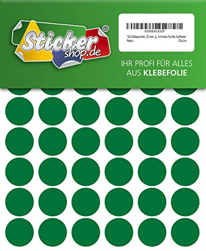 192 Klebepunkte, 25 mm, grün, aus PVC Folie, wetterfest, Markierungspunkte Kreise Punkte Aufkleber