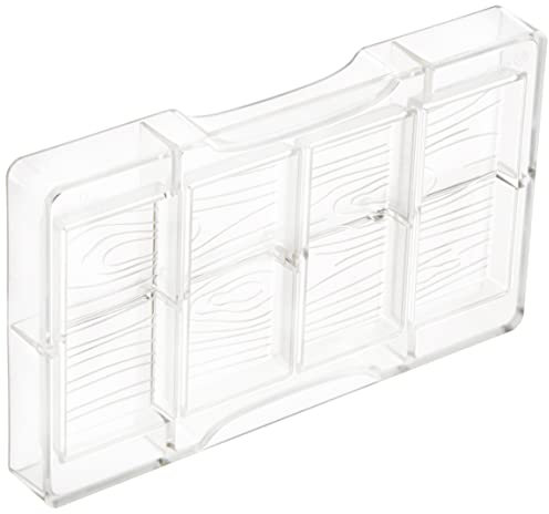 Decora 0050130 Stampo Professionale Cioccolatino Tavoletta Legno, 4 Cavità, 85 x 42 x h 10 mm, In Policarbonato, Ideale per Realizzare Cioccolatini Lucidi e Croccanti, Design Professionale, Made in Italy