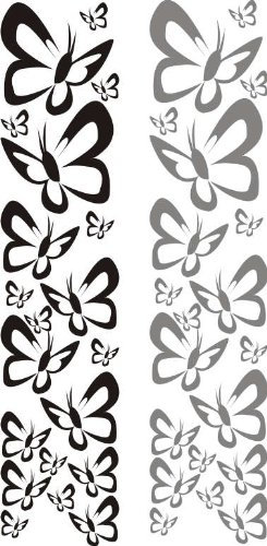 PEMA INDIGOS UG - Wandtattoo Wandsticker Wandaufkleber Aufkleber W521 Set Megaset 2-farbig Schmetterlinge Butterfly 40 Stück, schwarz +grau jeweils 20 Stück - Küche Dekoration Kinderzimmer