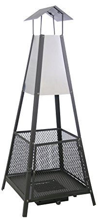 Kamino-Flam Caminetto da Esterno “Helena”-Camino da Giardino, braciere Giardino terrazzo in lamiera d’Acciaio Nero