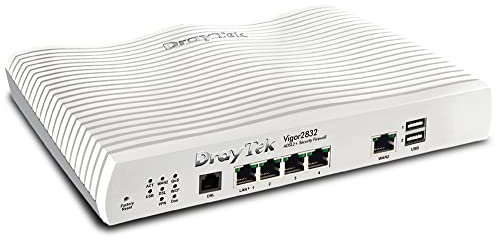 DrayTek Vigor 2832 Ethernet Router, Triple-WAN ADSL2+, 32 VPN Tunnels, 3G/4G Failover Support, Ideal For Small Business