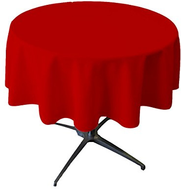 LA Linen polyester poplin rund bordsduk, 148 cm, röd