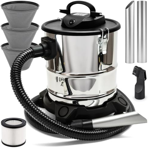 Sellnet Aschesauger für Kamin 20L 1650W Kaminsauger (Kabellänge ca. 4m) Aschesauger Staubsauger Inklusive HEPA Filter, Blasfunktion, DUAL Filter System, 3X Sackfilter, Antistatische Ableitkette SN121