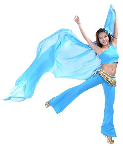 Best Dance Damen Chiffon-Schal, großer Schleier, goldfarbener Rand Gr. Einheitsgröße, hellblau