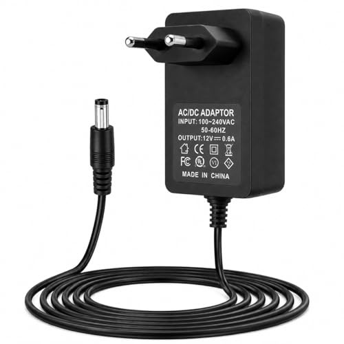 CABLEPELADO Alimentador 12V 0.6A Universal AC/DC | Adaptador de Corriente | Jack DC 5,5 x 2,5 mm | Entrada 100-240V | Centro Positivo | Compatible con CCTV, Tiras LED, Router, DVR y Electrónica.