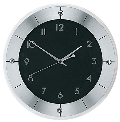 AMS Wanduhr 5849 Funk facettiertes Mineralglas geschliffenes Aluminium