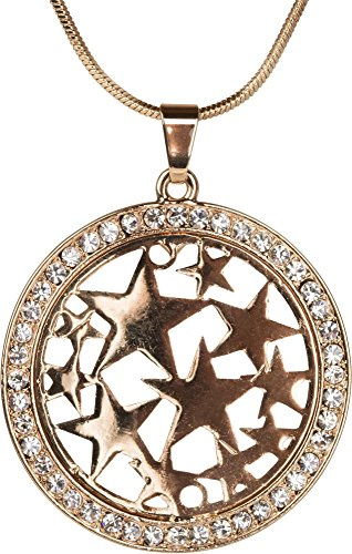 styleBREAKER Damen Halskette Stern Anhänger Strass 43cm | Schlangenkette. Karabiner Verschluss. verstellbar bis 48cm. Anhänger Durchmesser 3cm. Glanz-Finish.