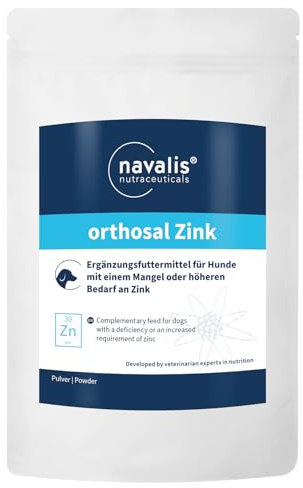Navalis orthosal Zink Dog | 150 g | Ergänzungsfuttermittel für Hunde | Zur Unterstützung bei Zinkmangel, Hautreizungen und Wundheilung | Organisches Mikronährstoffprodukt