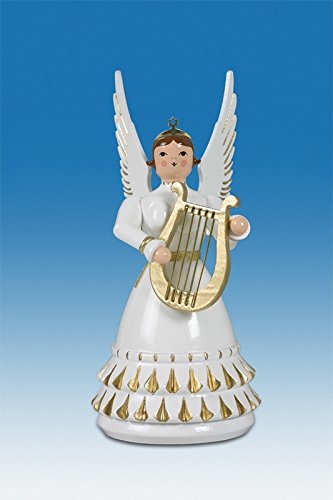 Rudolphs Schatzkiste Holzfigur Rokokoengel mit Krone und Harfe Höhe 12cm NEU Holzengel Instrument Seiffen Erzgebirge Figur Dekoration Holzfiguren Weihnachten Fensterschmuck Spielzeug Deko